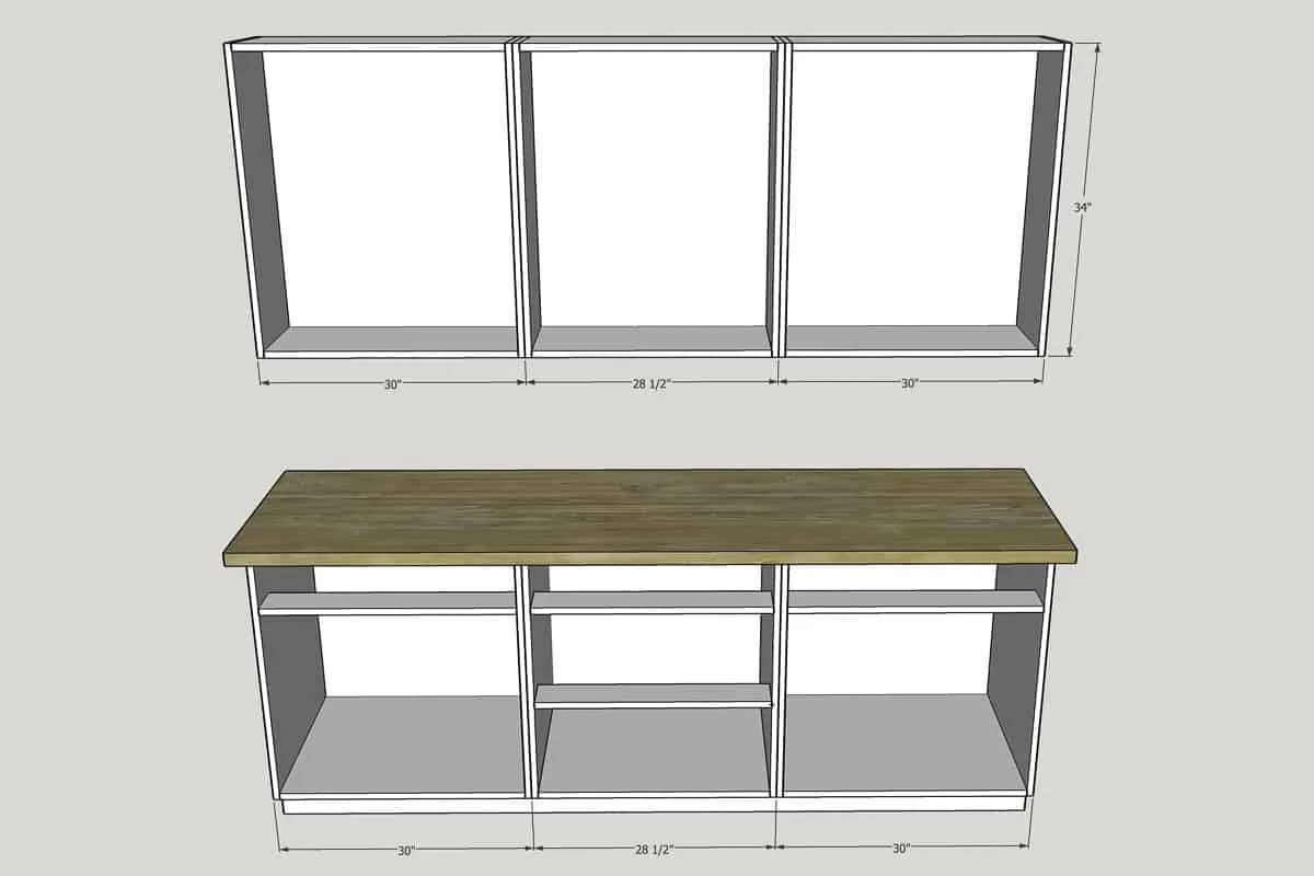 dimensions of wall cabinets and base cabinets in kitchen