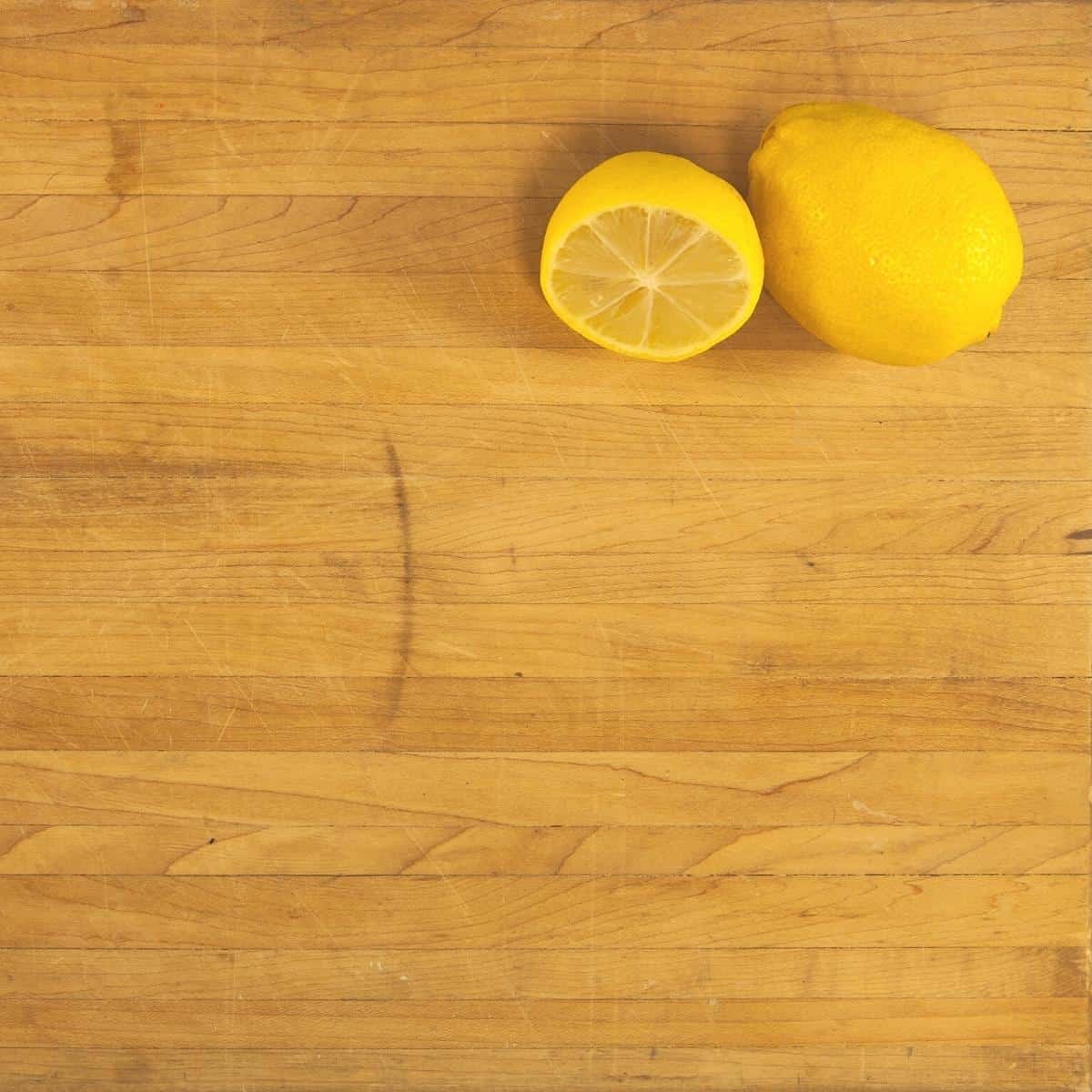 cutting lemons on butcher block