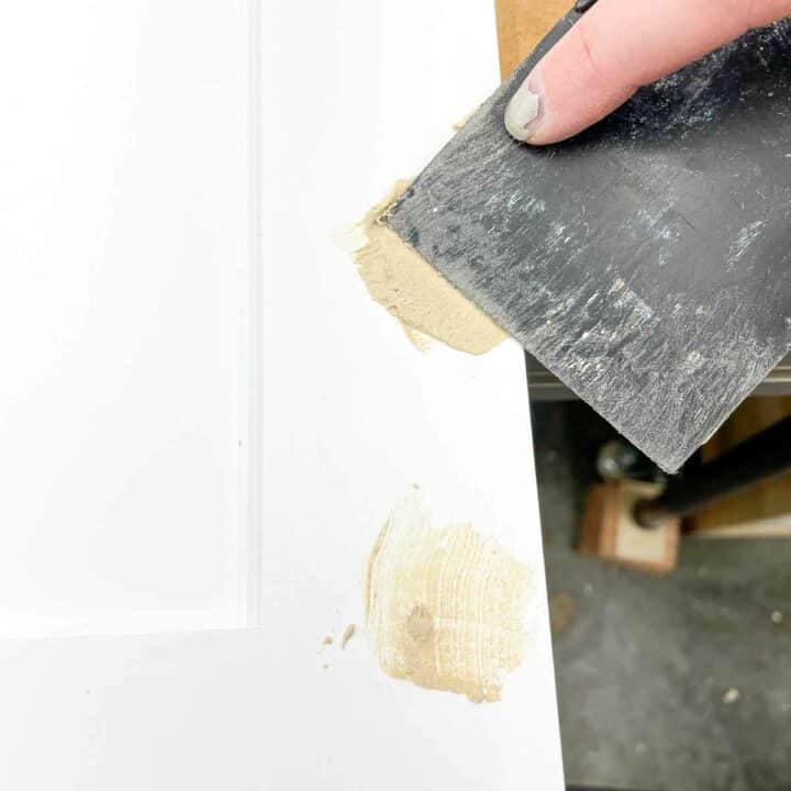 filling screw hole in cabinet door with wood filler