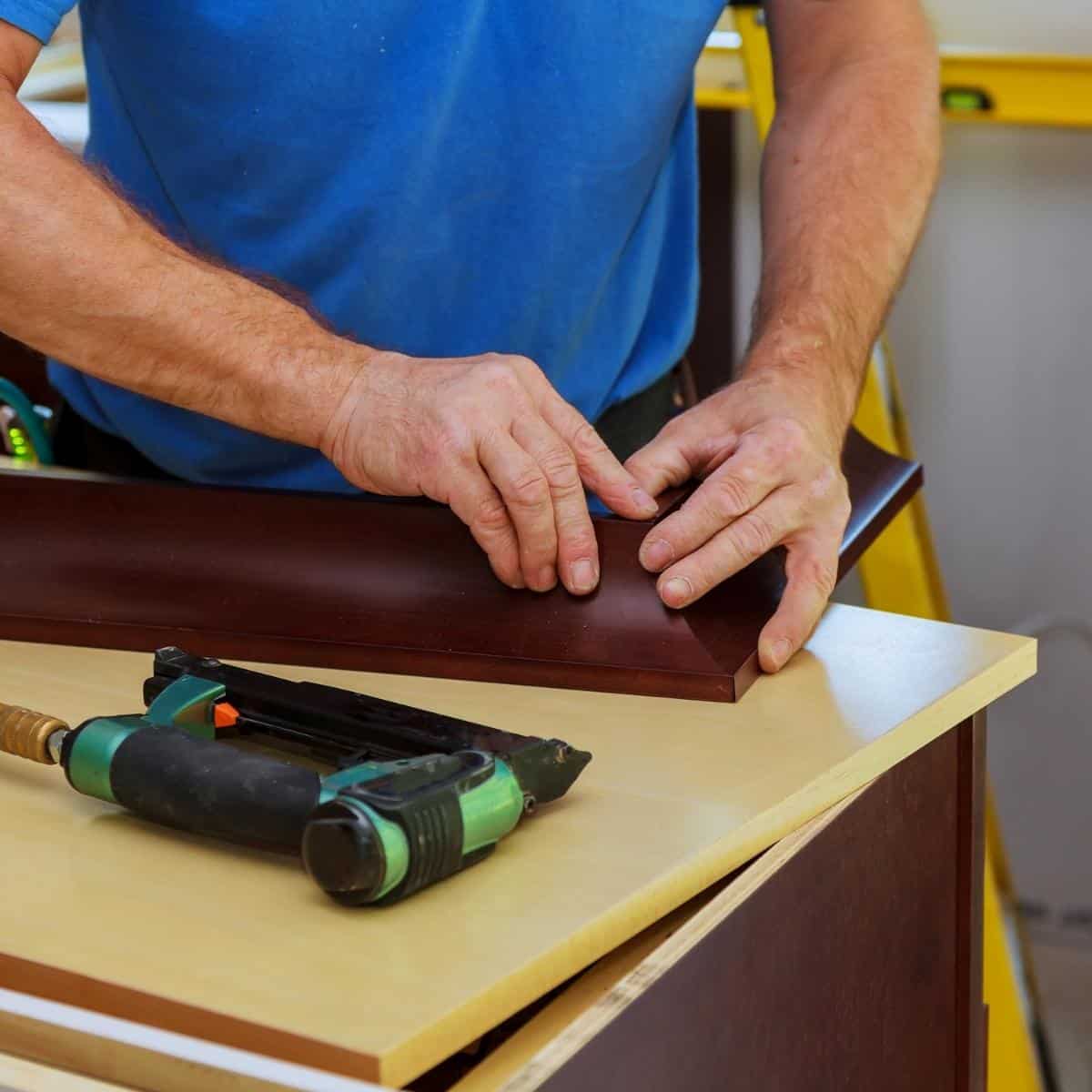 using a pin nailer to join finished wood trim pieces together