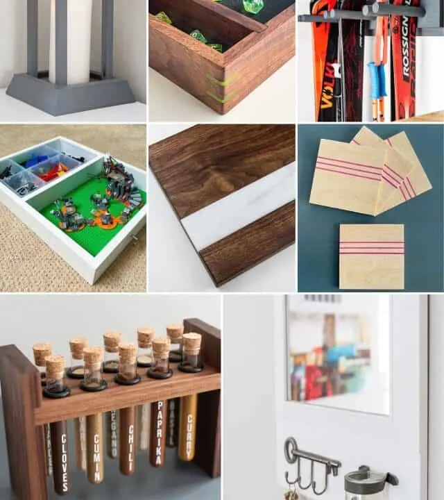 image collage of 8 DIY wood gift ideas you can build
