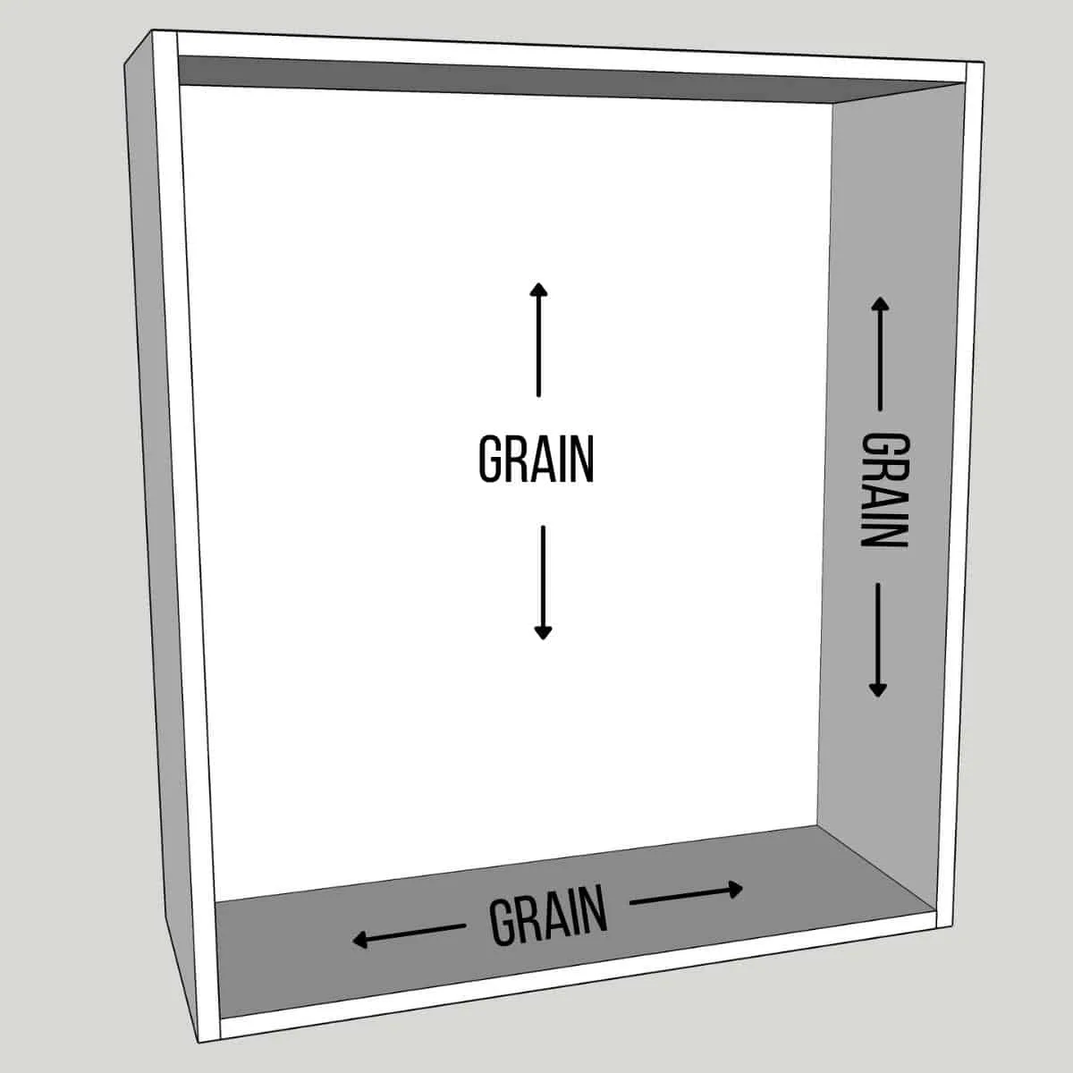 wood grain direction for a wall cabinet