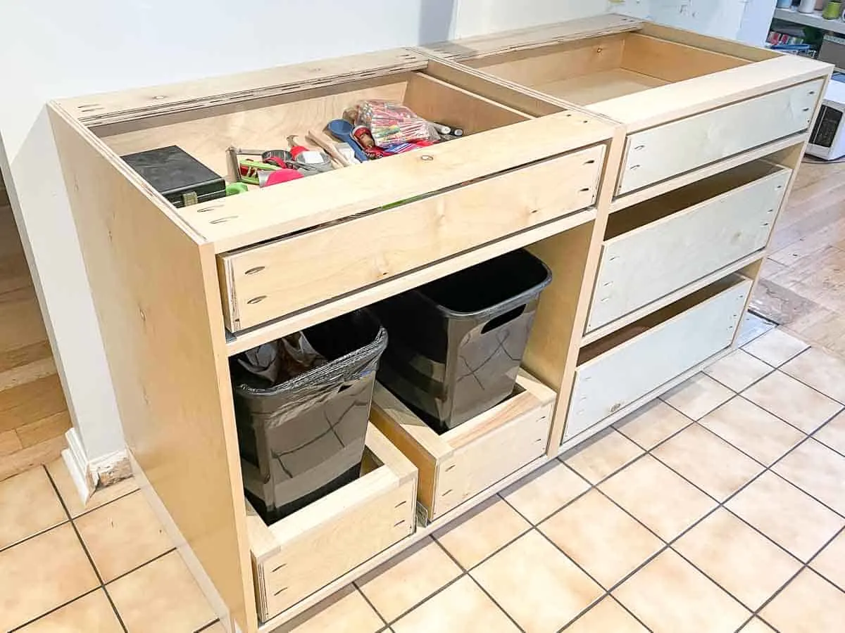 adjacent base cabinet installed
