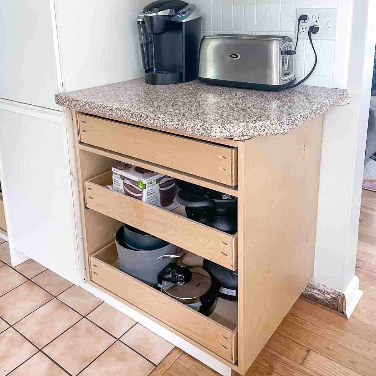 new base cabinet with old countertop section