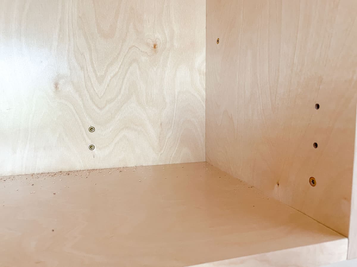 upper cabinets screwed together and to the studs in the wall