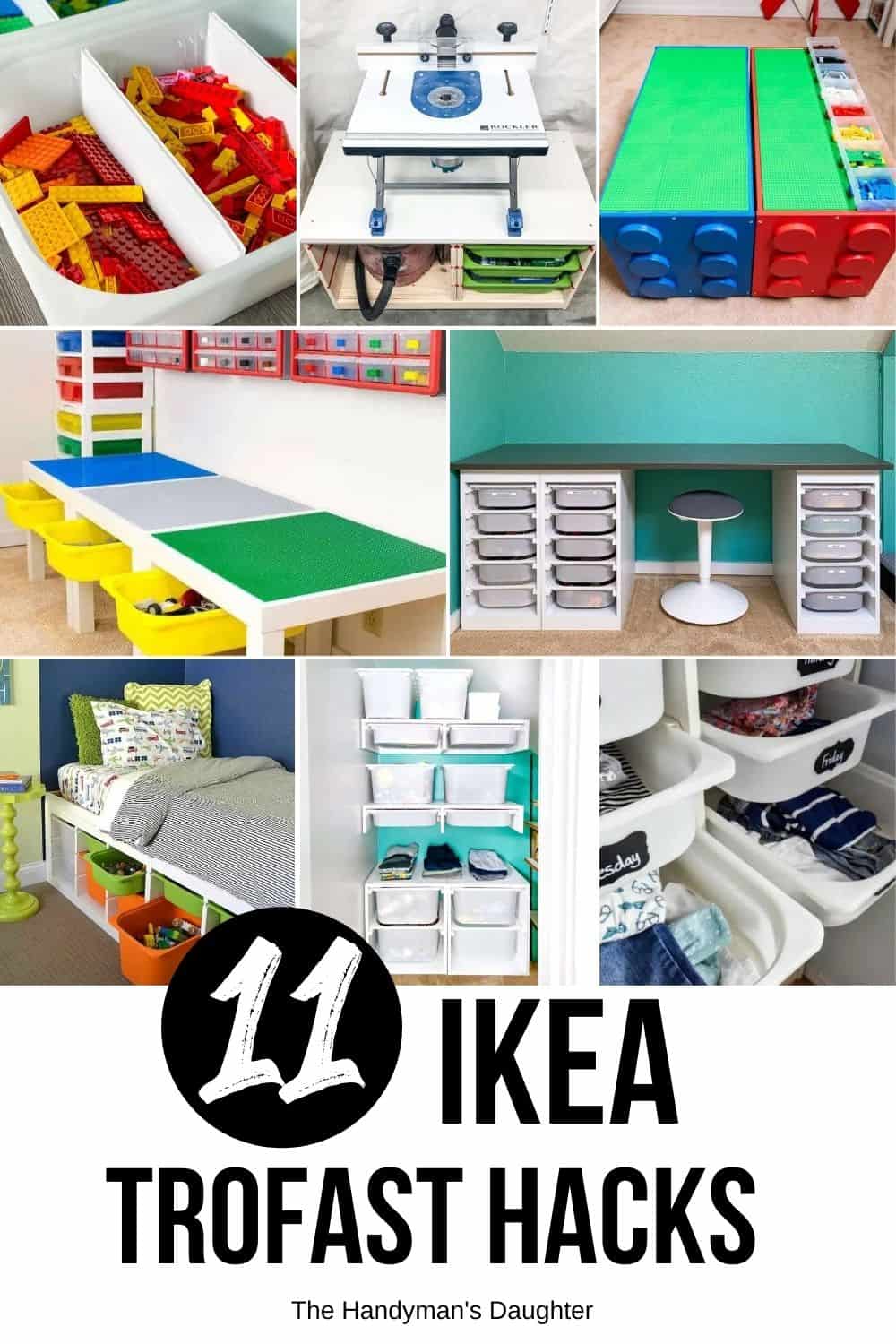 collage of 11 IKEA Trofast hacks