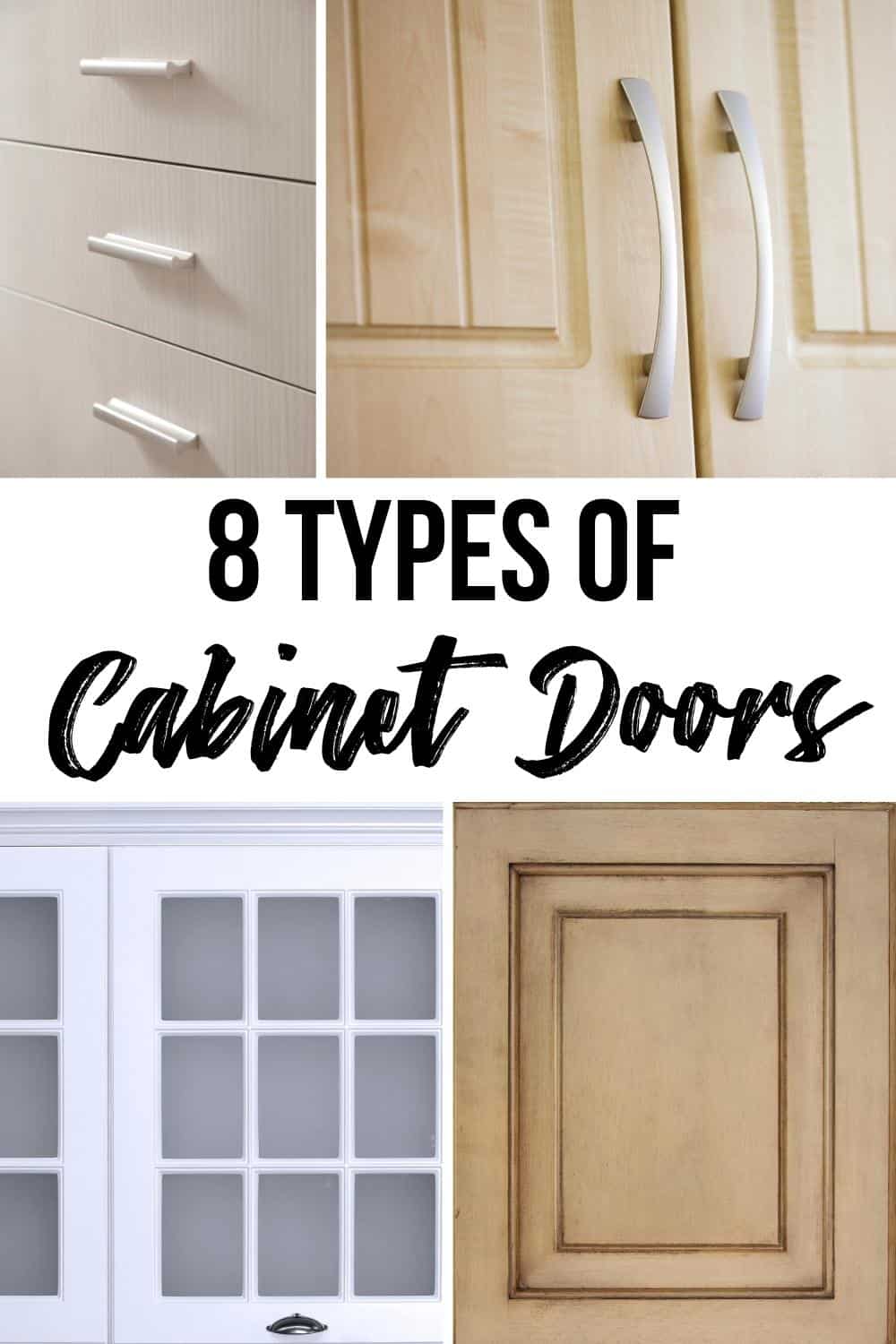 8 types of cabinet doors with collage of different styles