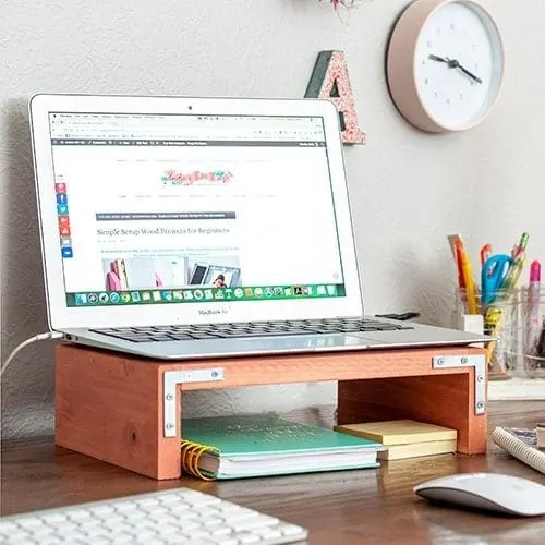 Easy DIY Monitor Stand From Wood Scraps - Houseful of Handmade