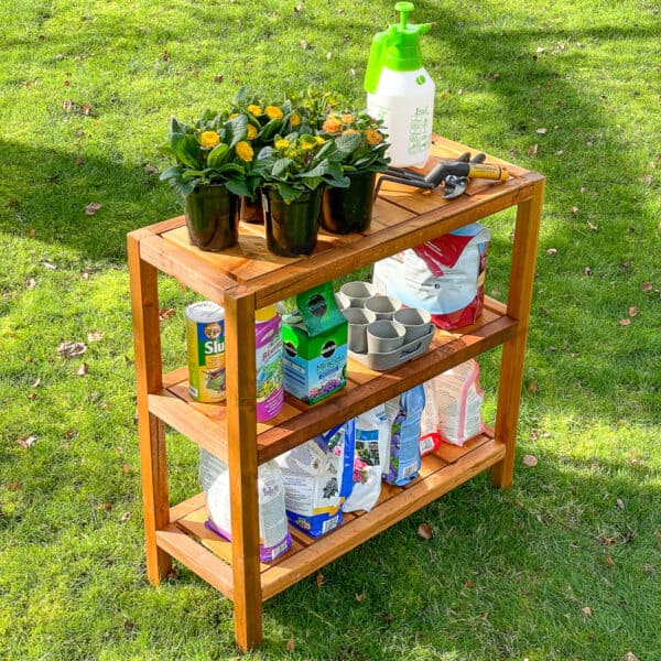 DIY outdoor plant shelves