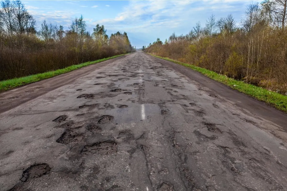 potholes in road