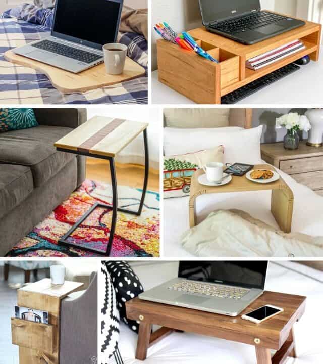 image collage of DIY laptop stands