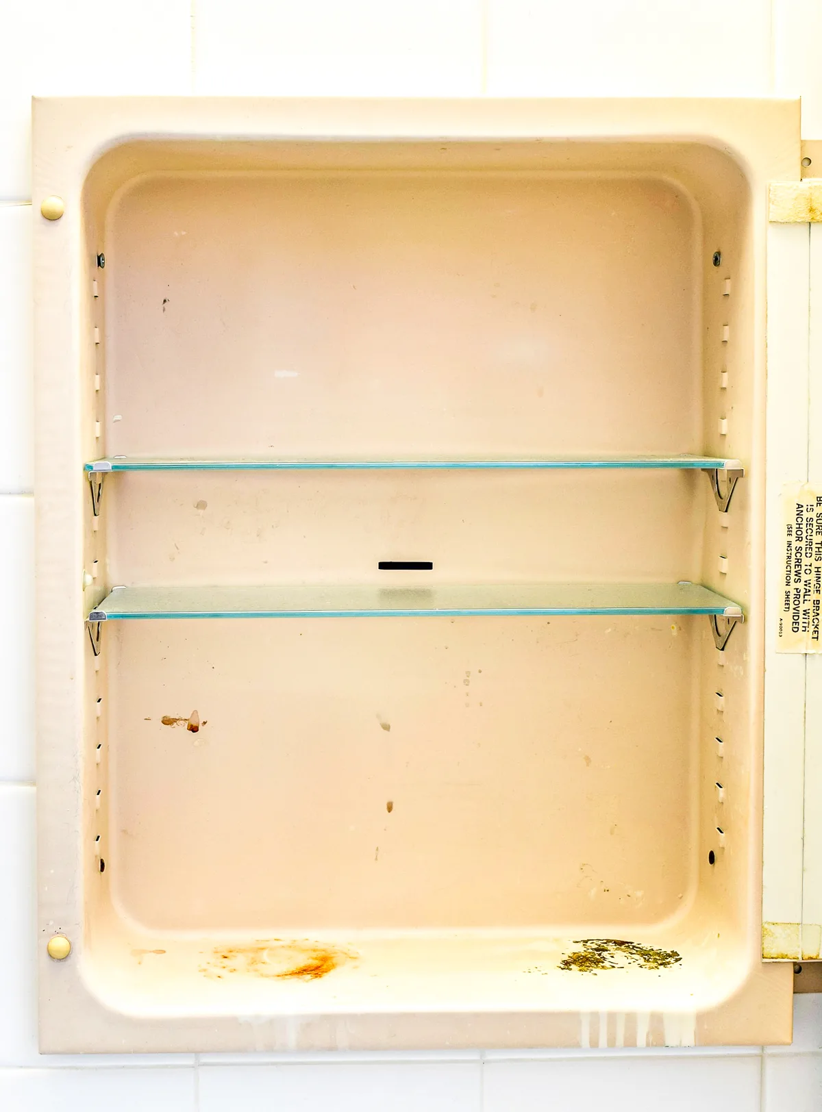 rusty metal medicine cabinet