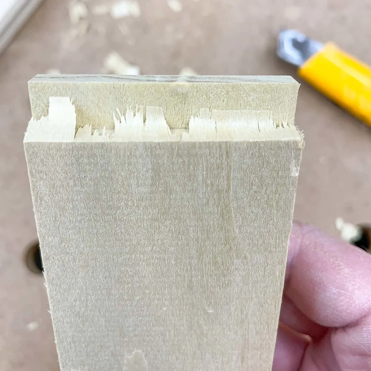 excess left by the rail router bit can easily be folded over and cut away