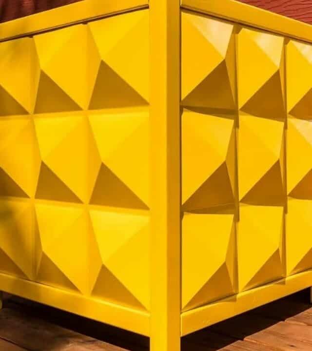 yellow DIY geometric planter box without plants