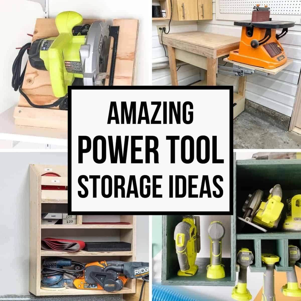Large Power Tool Organizer Storage 5 Drill Holder, Garage Tool