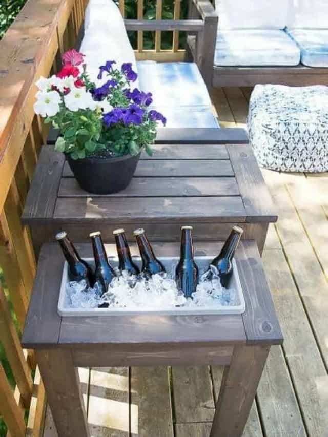 DIY OUTDOOR END TABLE WITH PLANTER OR ICE BIN