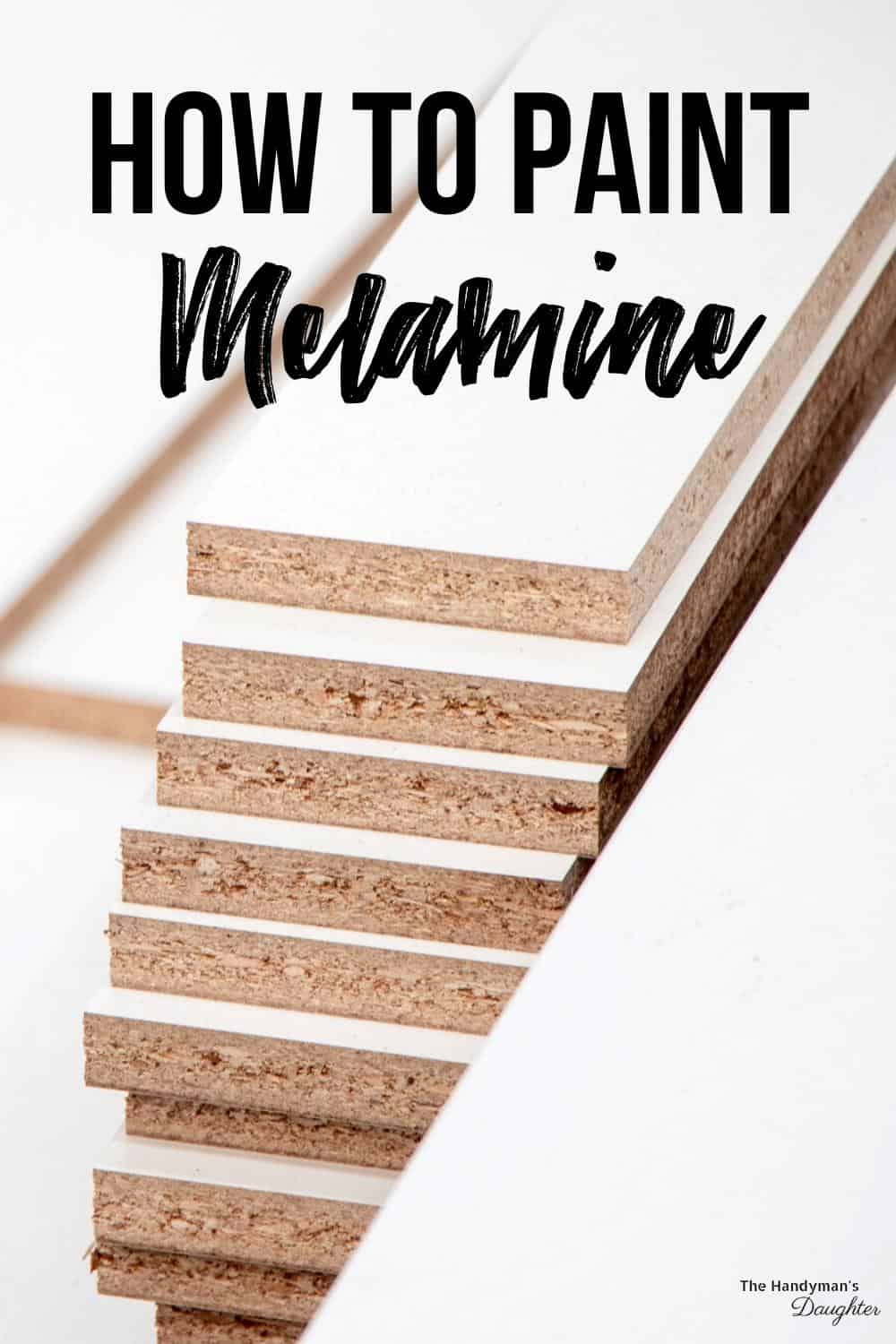 melamine boards with text overlay reading "how to paint melamine"