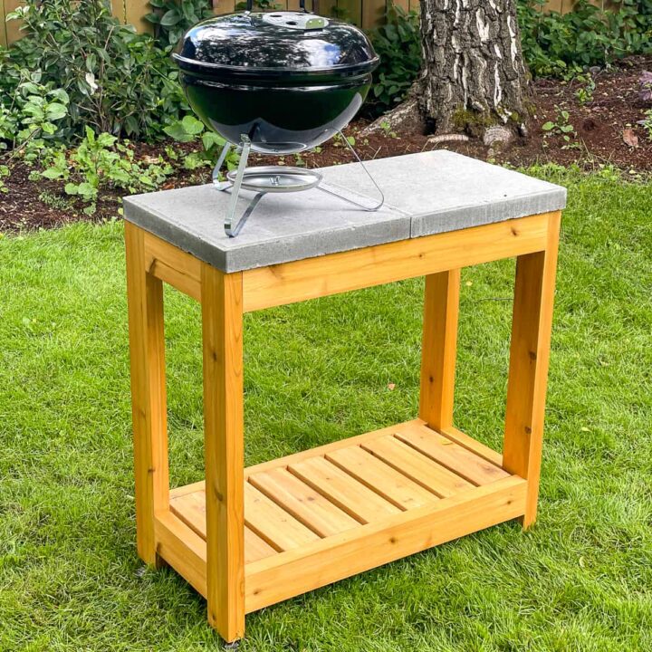 DIY grill station with concrete top