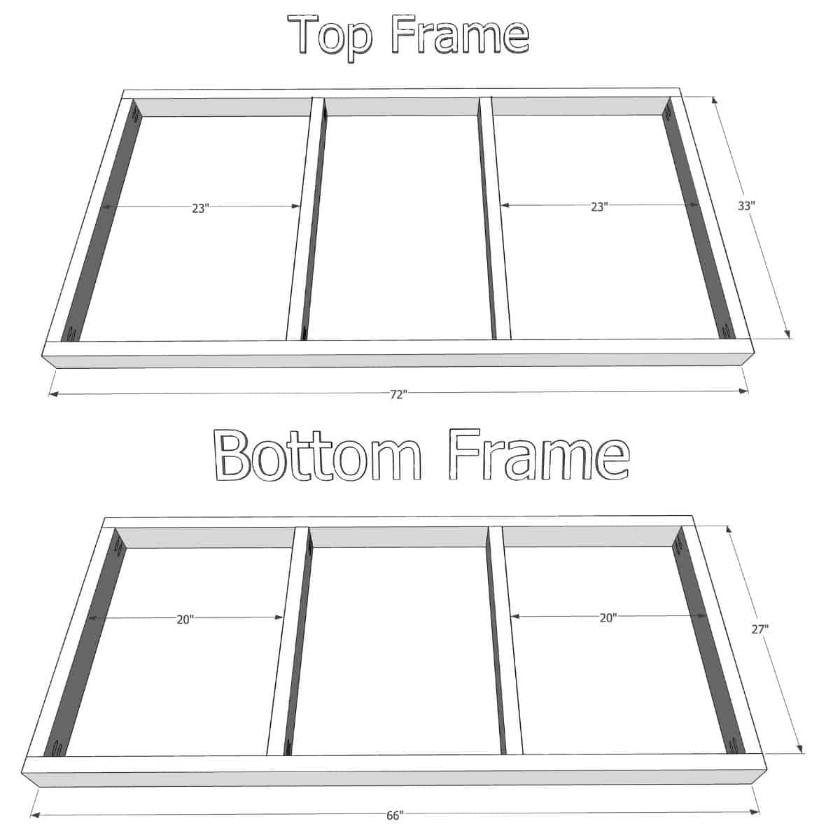 top and bottom frame for DIY workbench
