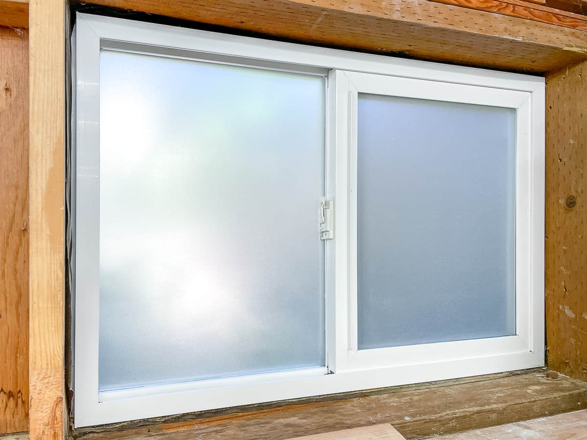 sliding windows with frosted contact paper for privacy