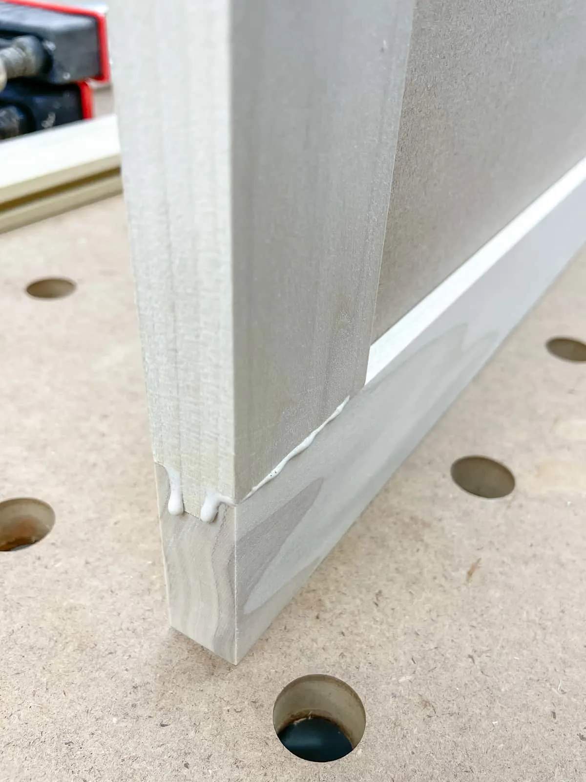 glue squeeze out on DIY cabinet door
