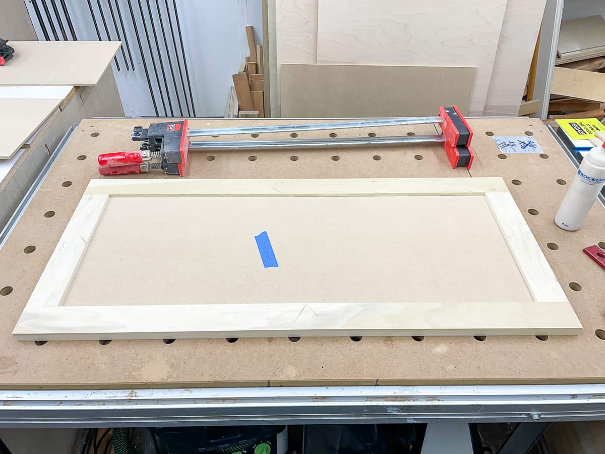 test fit DIY shaker cabinet door pieces before glue up