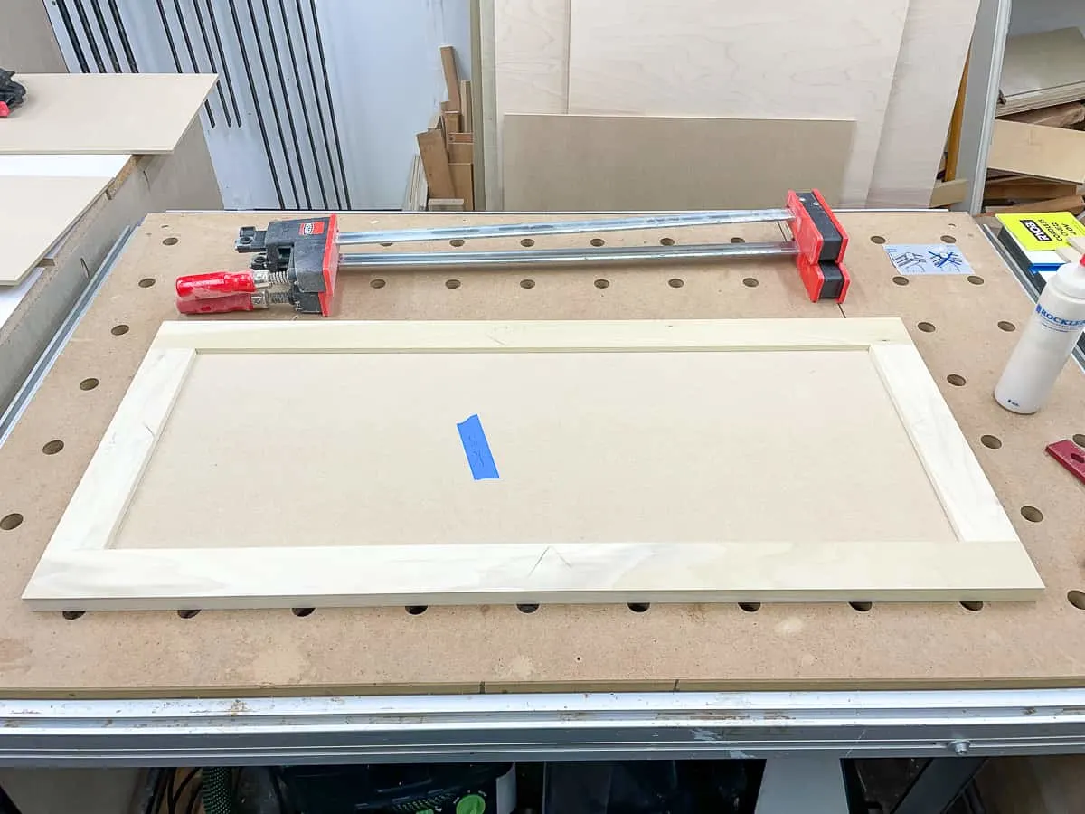 test fit DIY shaker cabinet door pieces before glue up