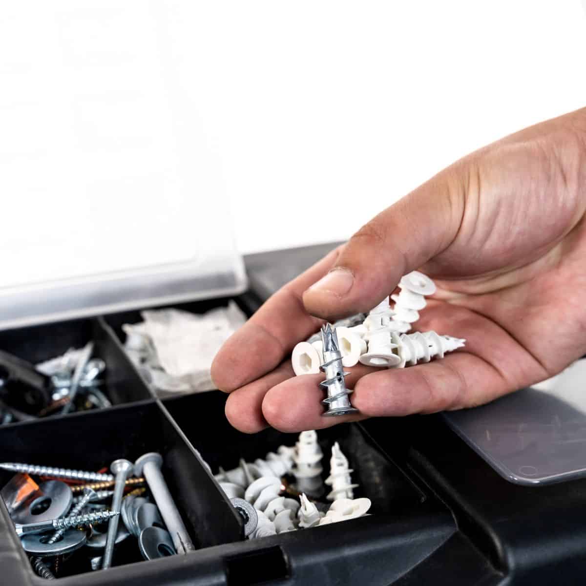 drywall anchors in toolbox