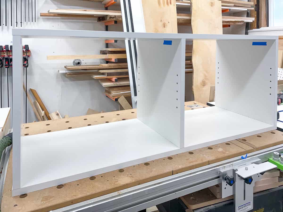 assembled game console shelves on workbench