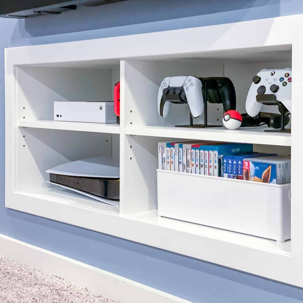 DIY game console shelf