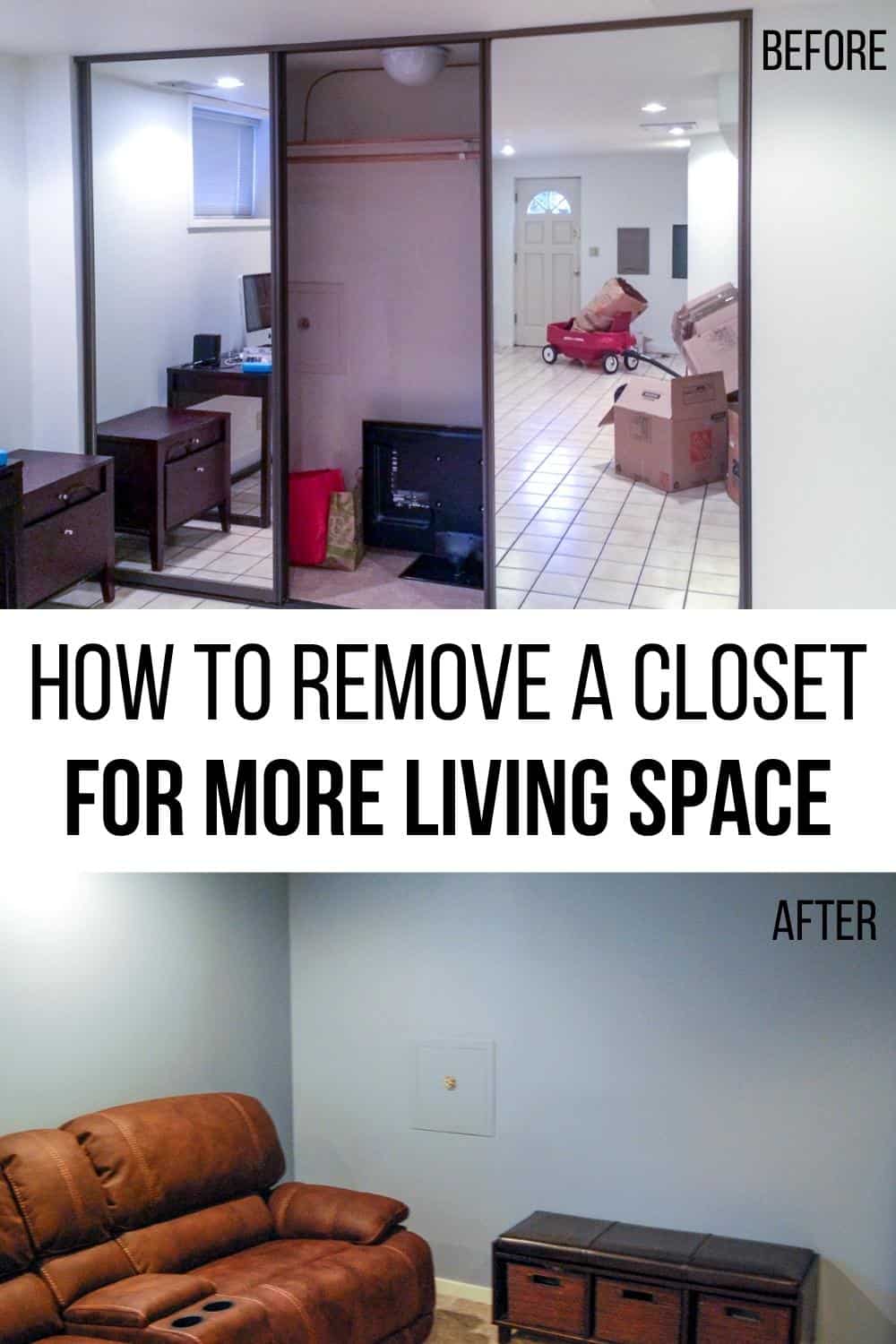 how to remove a closet with before and after images