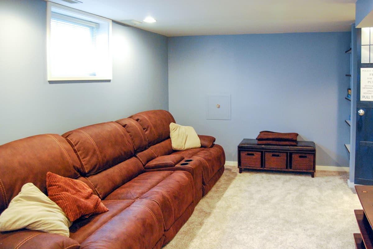 carpeted tile floor with furniture in place