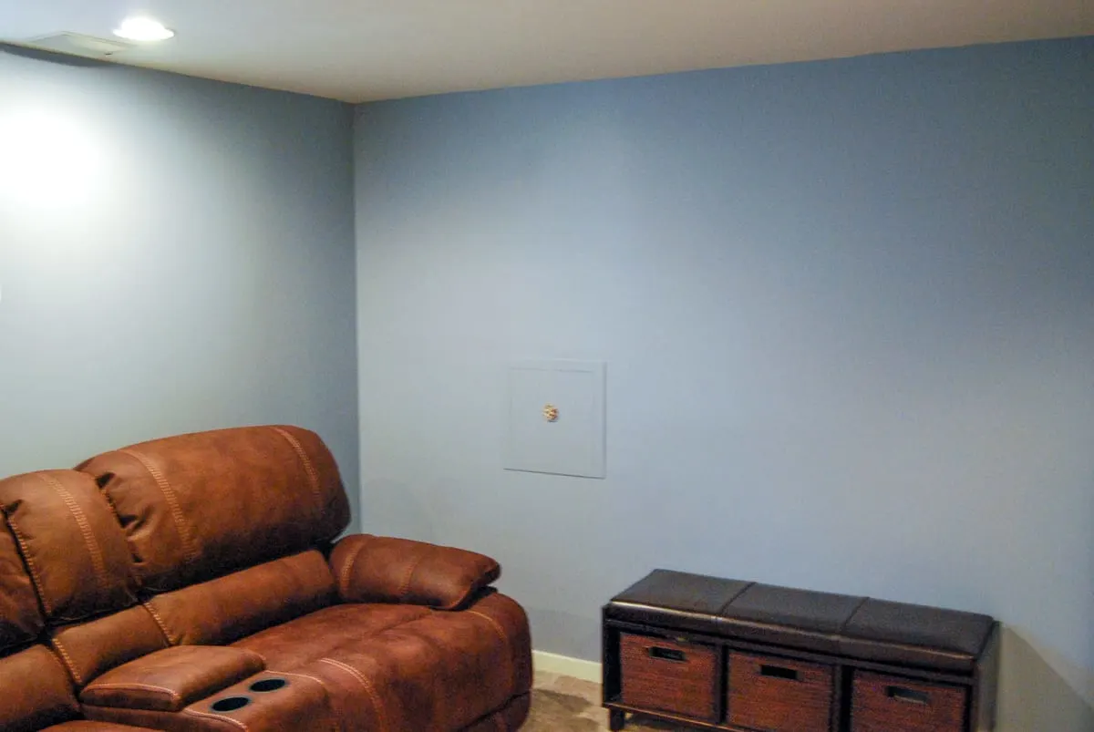 basement family room after closet was removed