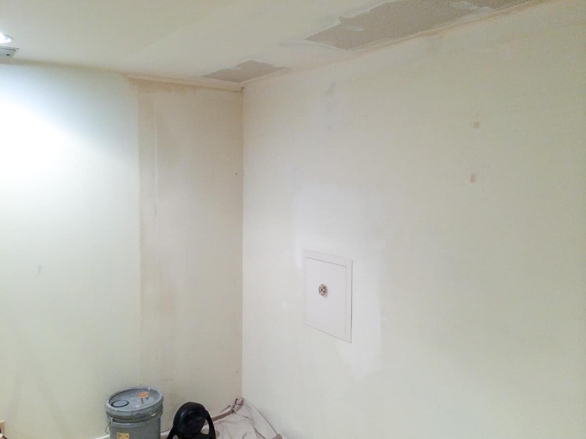 patched drywall where closet walls once were