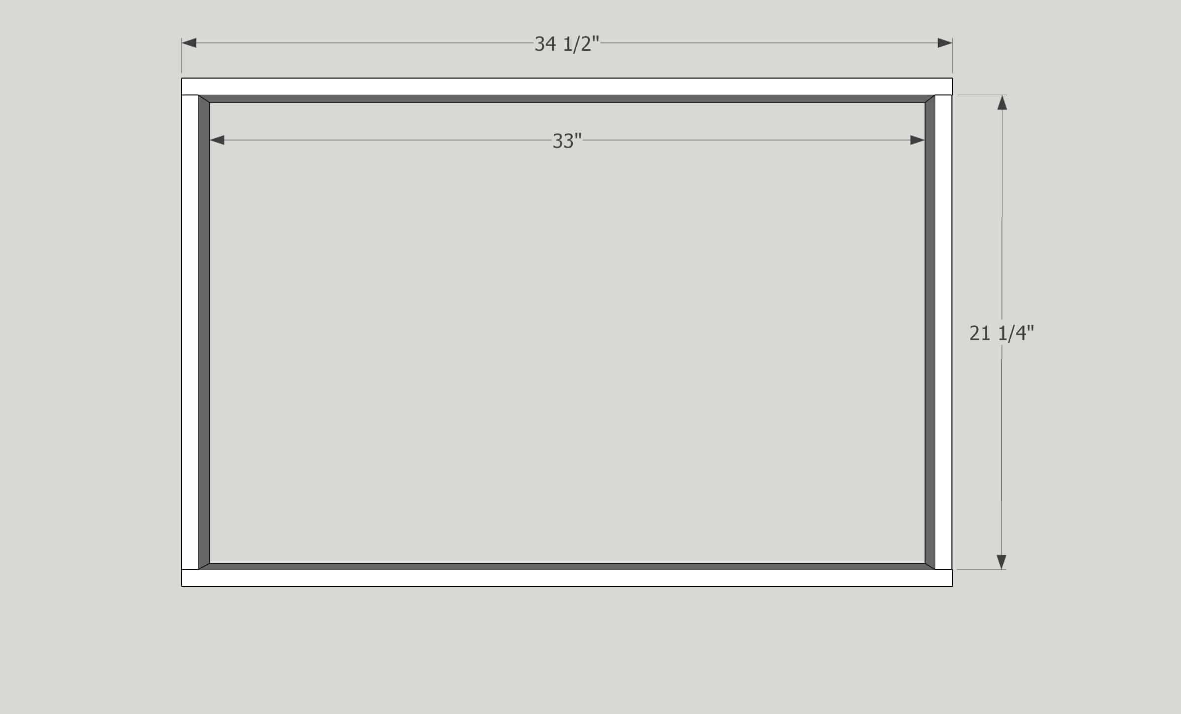 3D model of DIY poster frame with dimensions