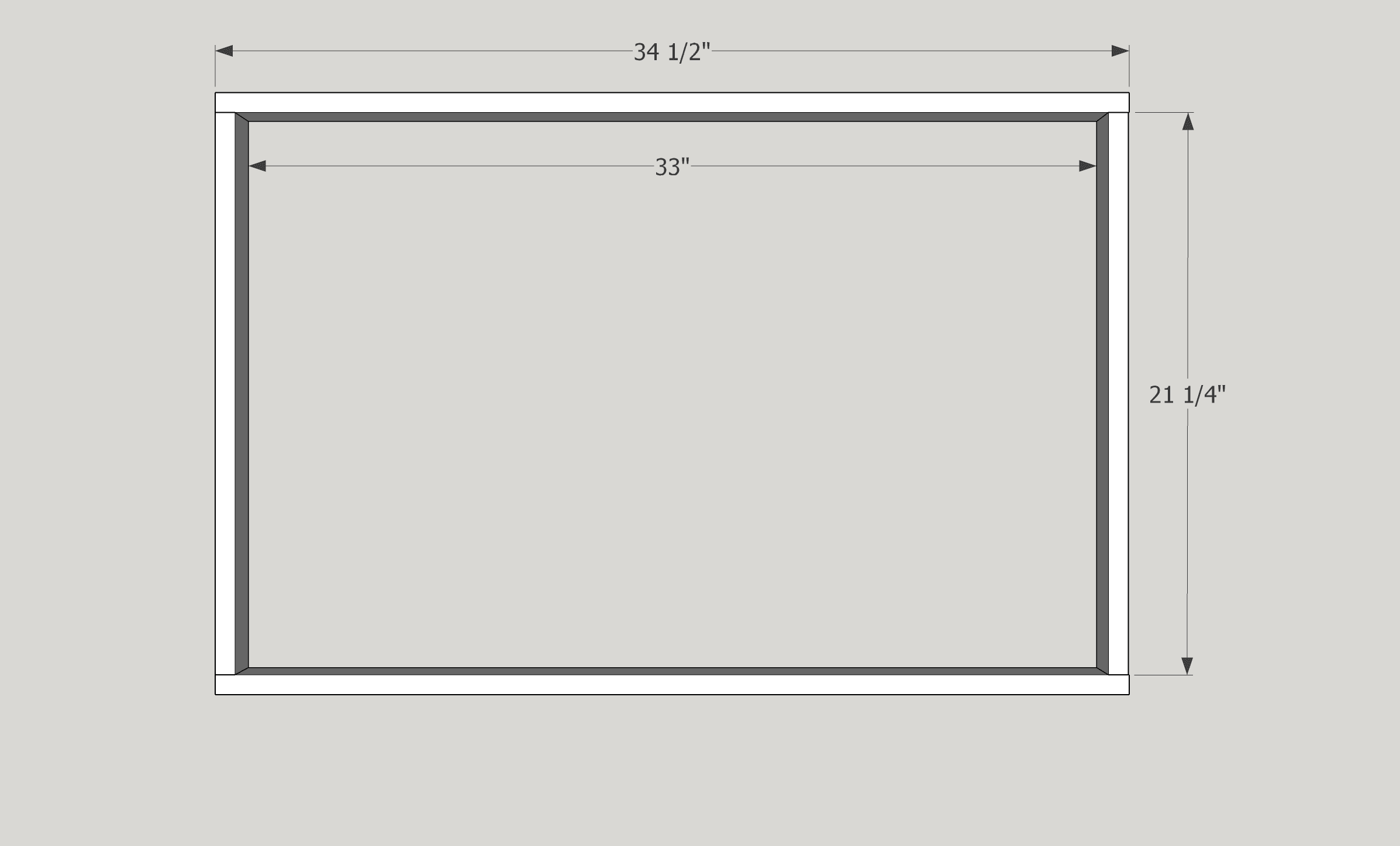 3D model of DIY poster frame with dimensions