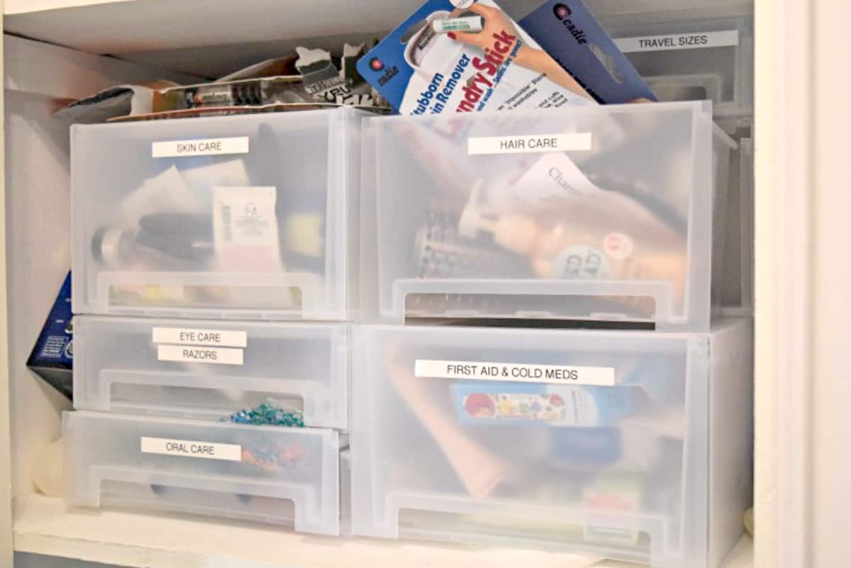 unorganized storage drawers