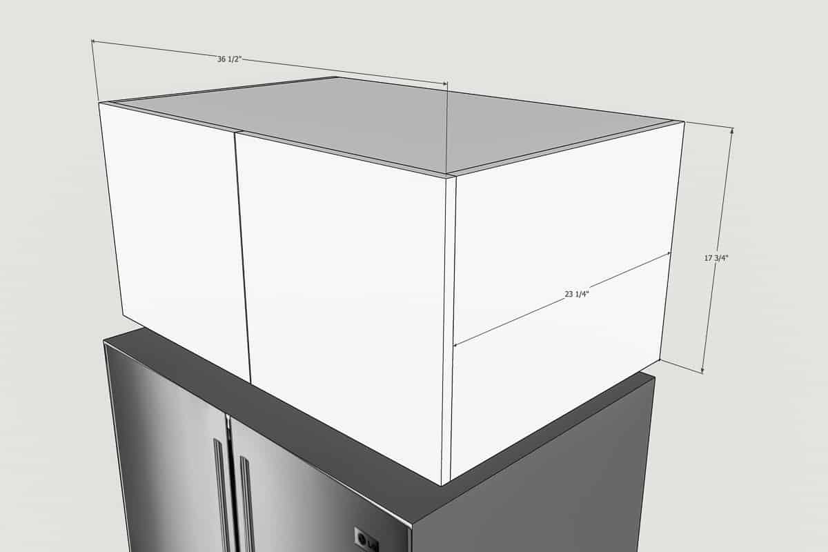 dimensions for above the fridge cabinet