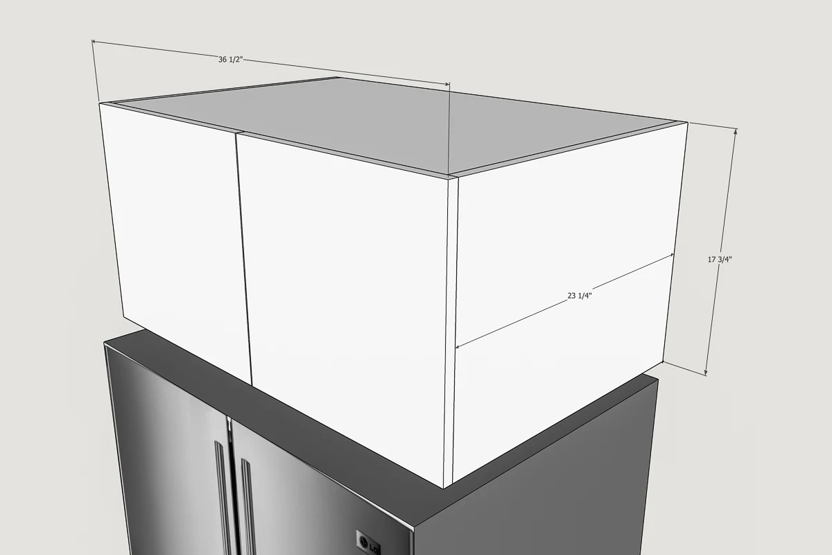 dimensions for above the fridge cabinet