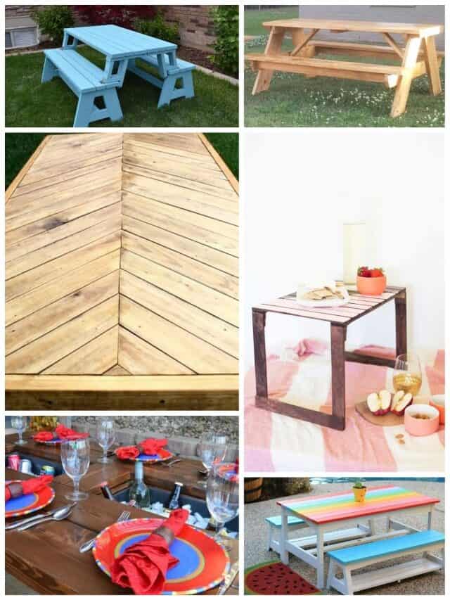 20 DIY PICNIC TABLES