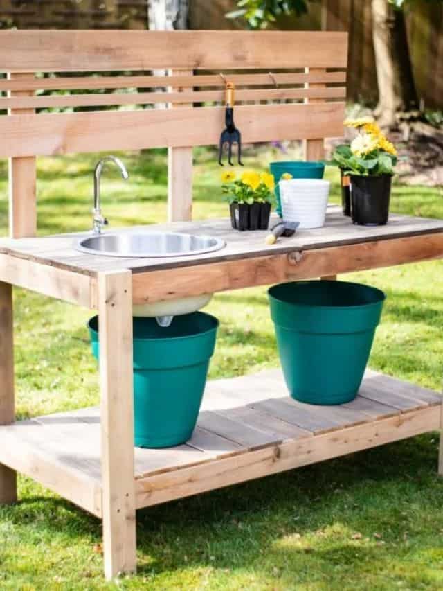 DIY POTTING BENCH WITH SINK The Handyman's Daughter