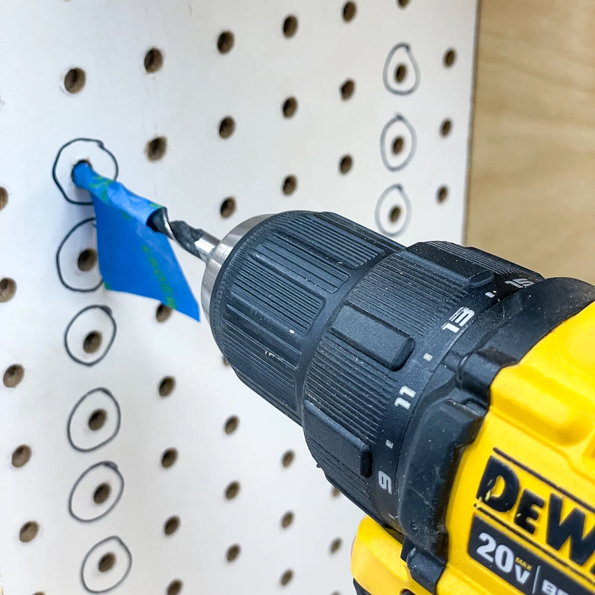 DIY shelf pin jig using pegboard and a drill