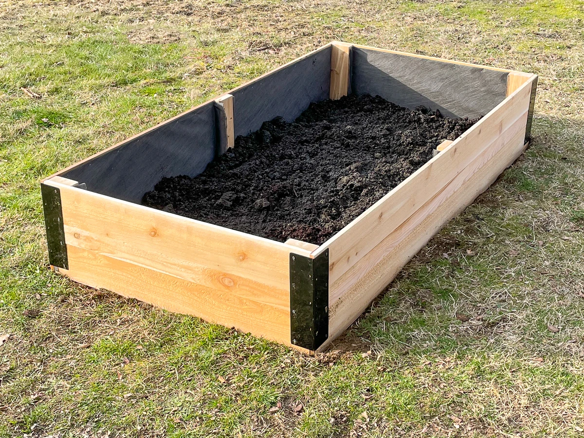 DIY raised garden bed installed
