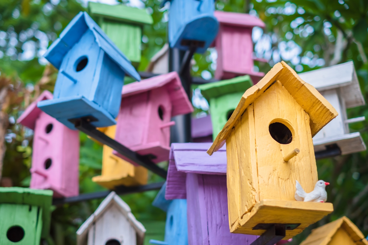 birdhouses painted with exterior paint