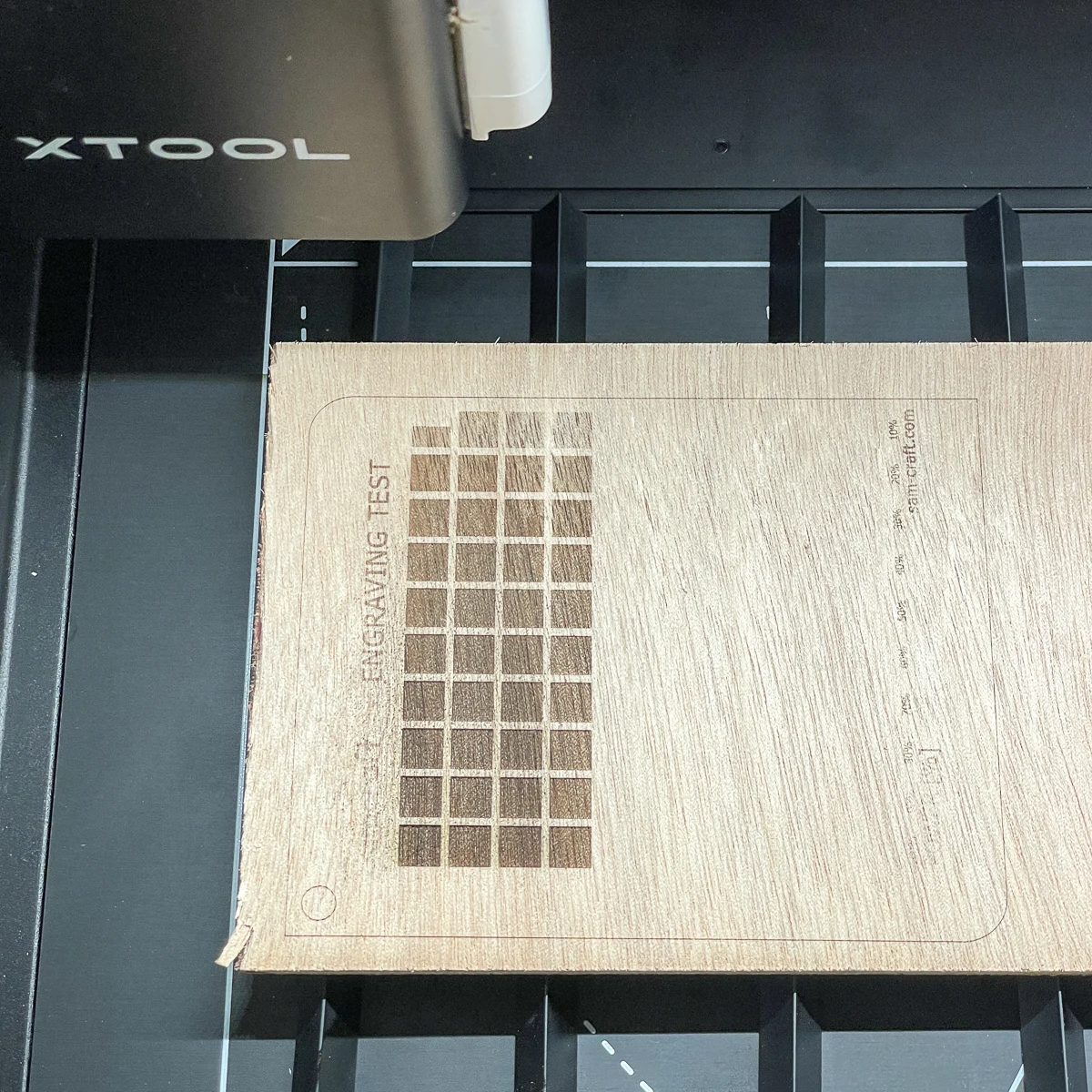 engraving test on 4mm marine plywood with xTool M1 laser cutter