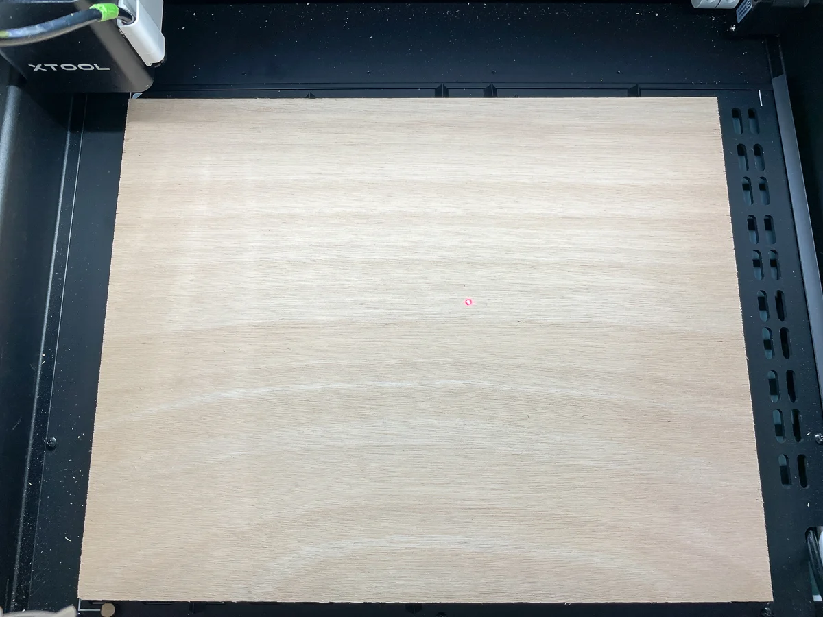 12"x15" sheet of marine plywood in xTool M1 laser cutter machine