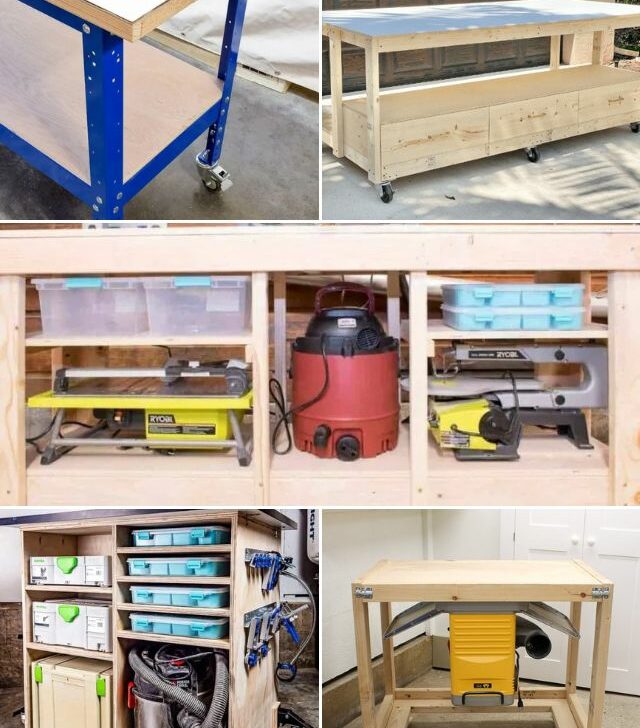 DIY workbench project collage.