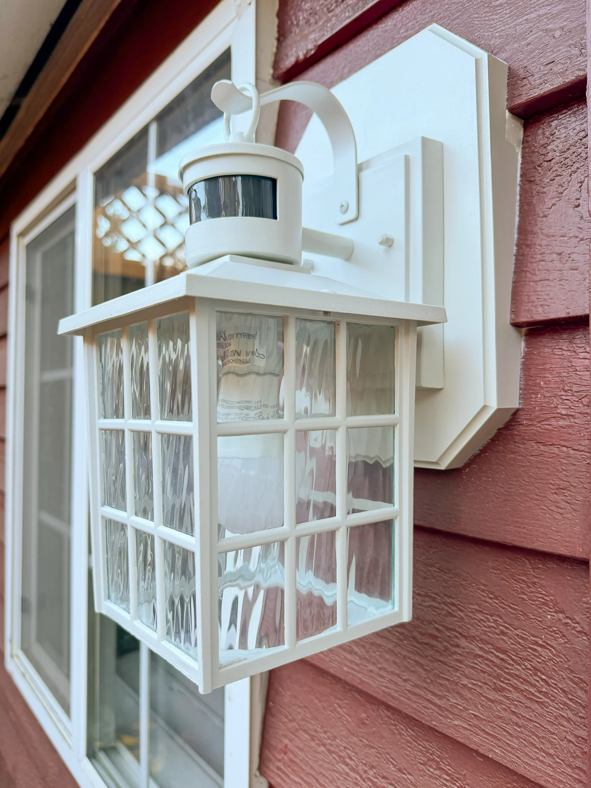 new porch light installed and seams caulked