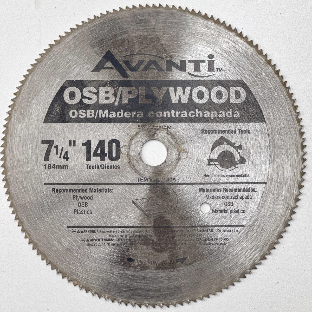 140 tooth count blade for a circular saw