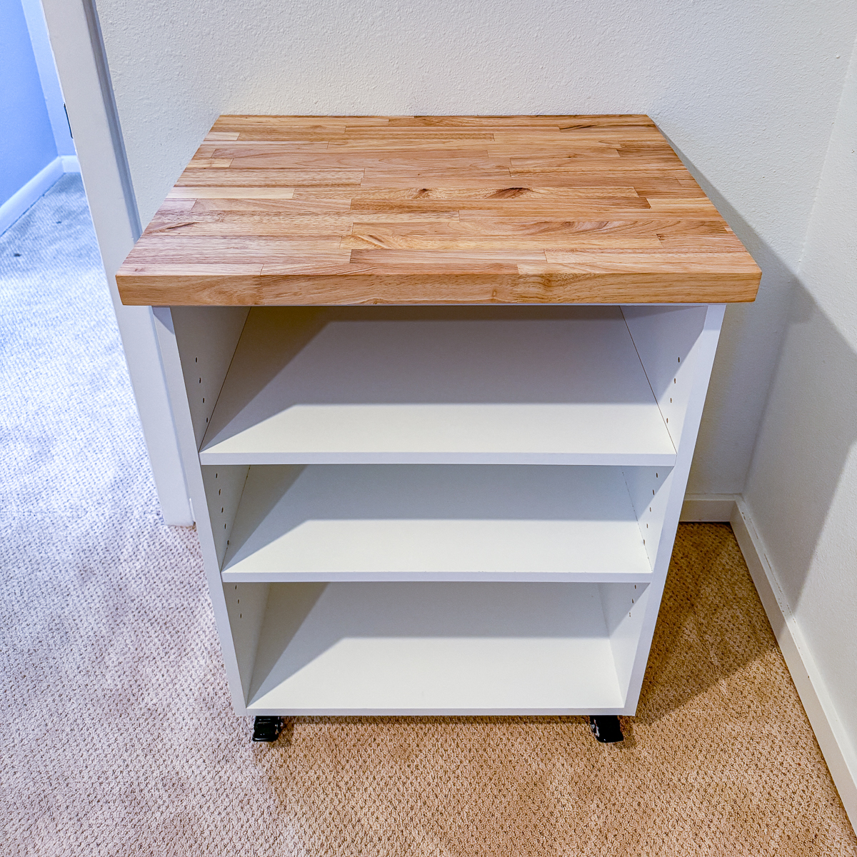DIY craft cabinet with shelves